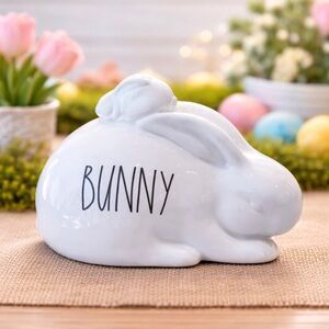 NEW Rae Dunn “BUNNY” Ceramic Bunny With Baby Bunny Easter Farmhouse Decor